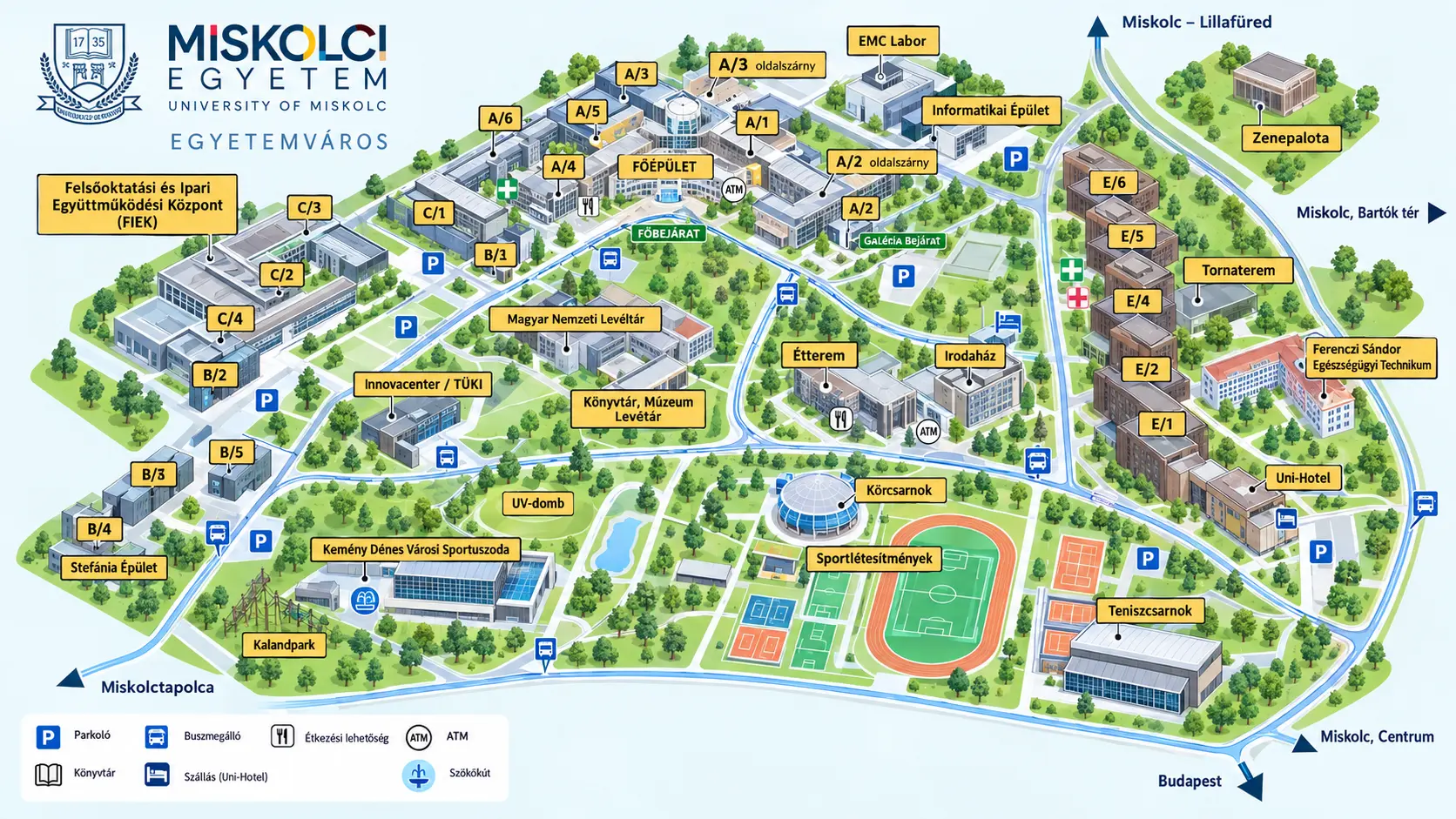 Miskolci Egyetem campus térkép